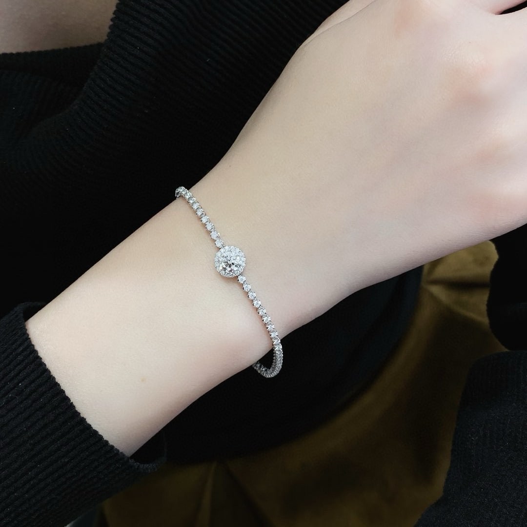 Gia Certified 14k Gold 1.7 Ctw Natural E Vs1 Round Diamond Bracelet - 6