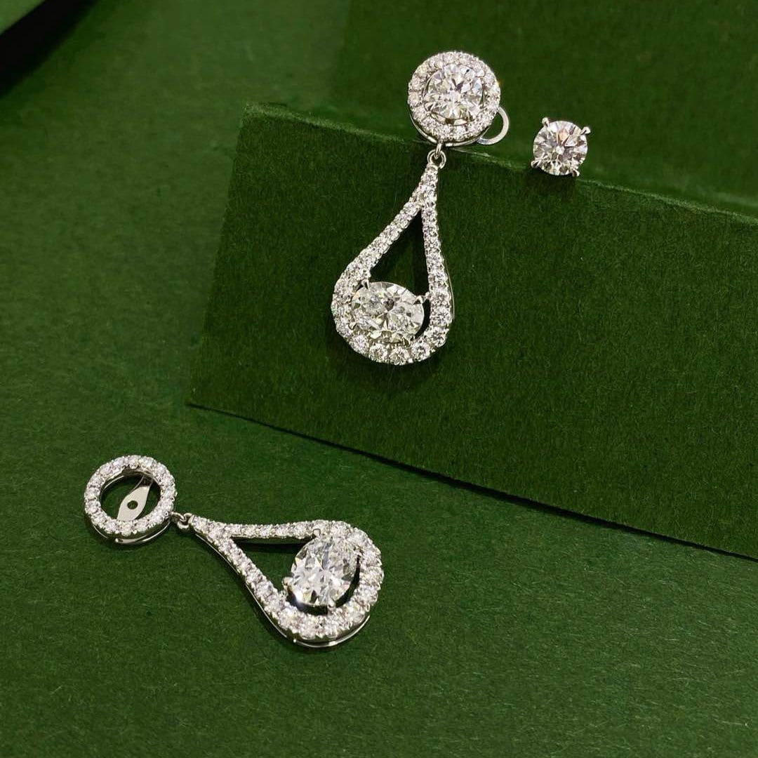 Gia Certified 14k Gold 2.45 Ctw Natural E Vs-si Multiply Diamond Earrings - 5