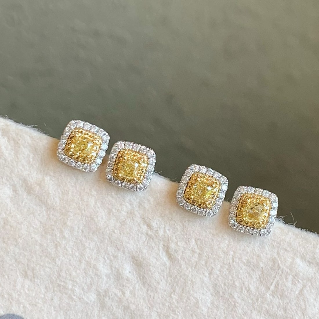 14k Gold 0.48 Ctw Natural Yellow Diamond & Diamond Earrings - 4