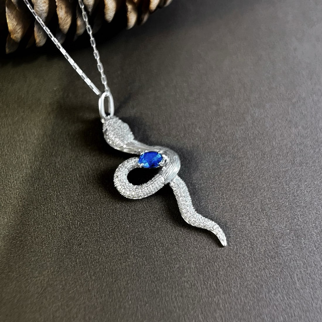 14k Gold 0.82 Ct Natural Sapphire & Diamond Pendant( Without Chain ) - 2