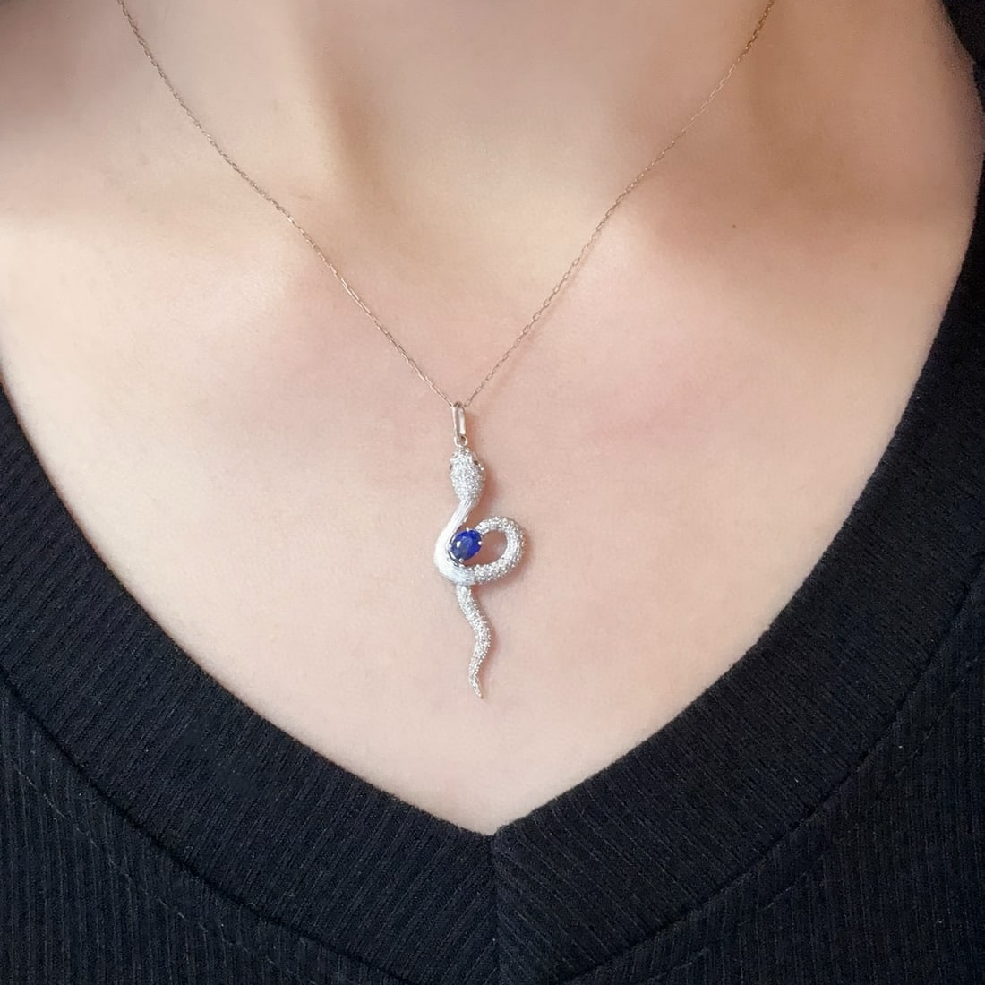14k Gold 0.82 Ct Natural Sapphire & Diamond Pendant( Without Chain ) - 5