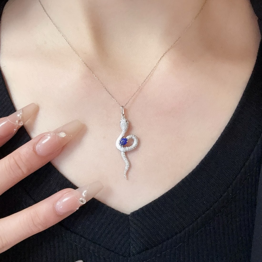 14k Gold 0.82 Ct Natural Sapphire & Diamond Pendant( Without Chain ) - 6