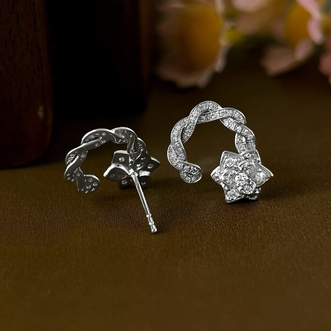 14k Gold 0.42 Ct Natural H Diamond Earrings - 2