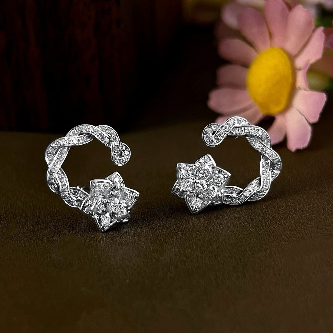 14k Gold 0.42 Ct Natural H Diamond Earrings - 6