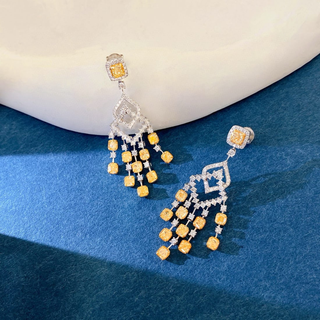 14k Gold 3.36 Ctw Natural Yellow Diamond & Diamond Earrings - 3