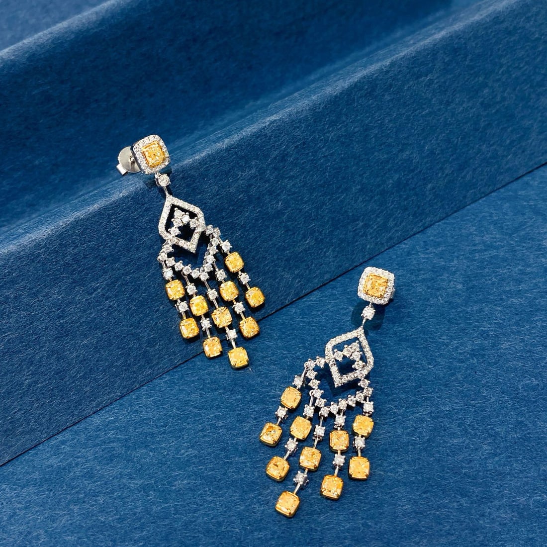 14k Gold 3.36 Ctw Natural Yellow Diamond & Diamond Earrings - 5