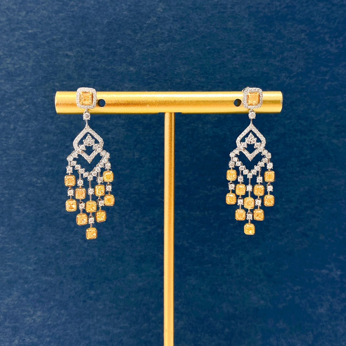 14k Gold 3.36 Ctw Natural Yellow Diamond & Diamond Earrings - 6