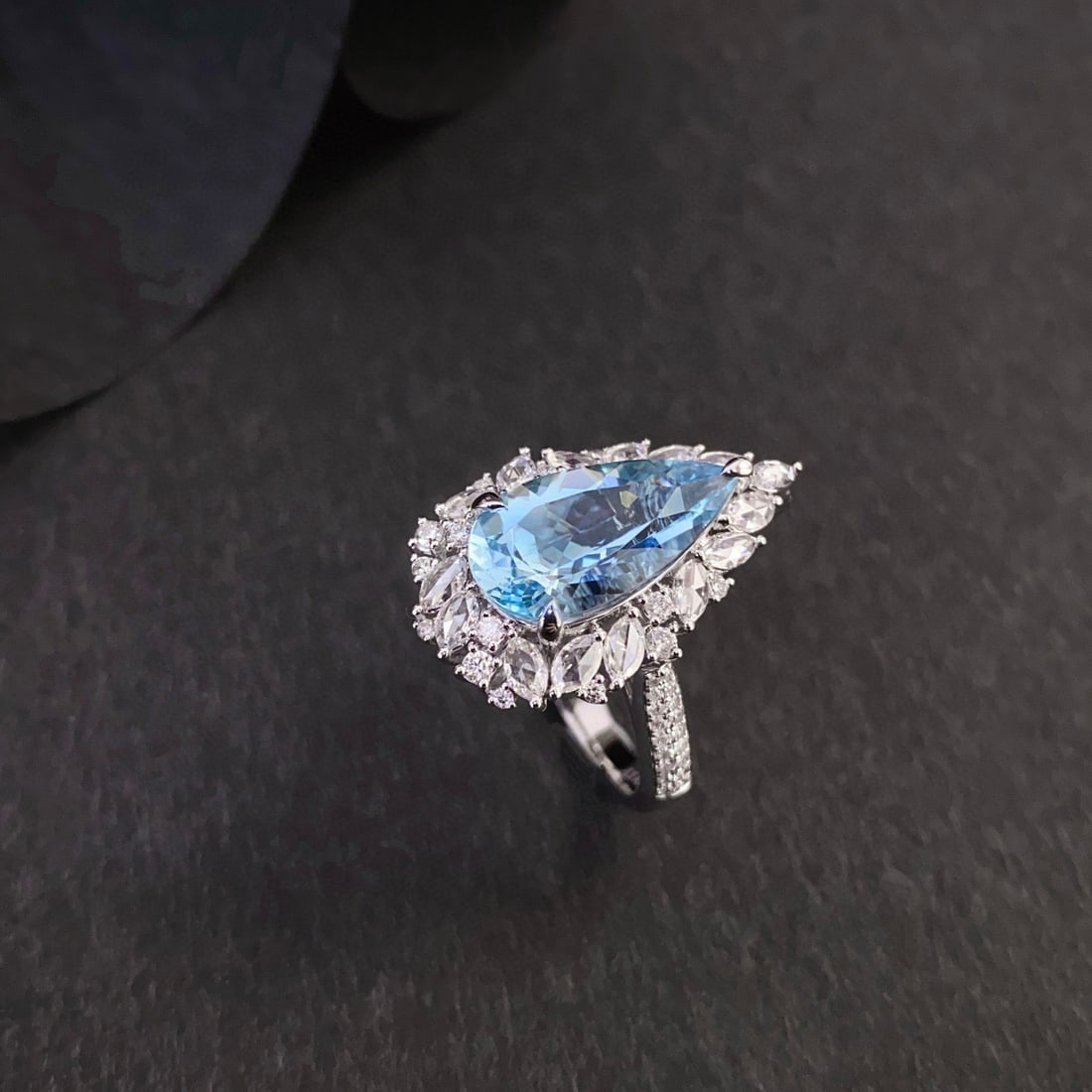 14k Gold 5.03 Ctw Natural Aquamarine & Diamond Ring/pendant( Without Chain ) - 2