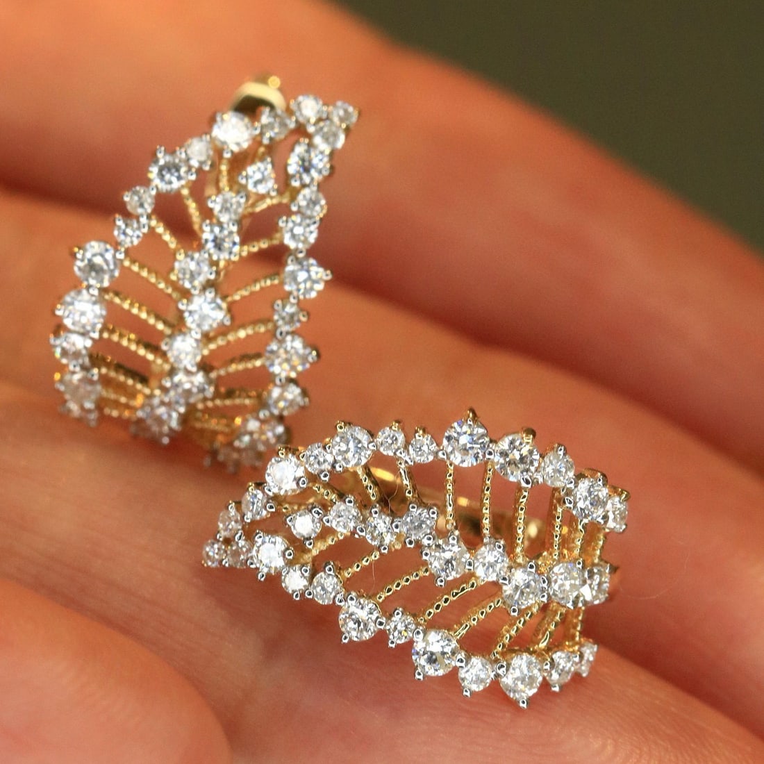 14k Gold 0.82 Ct Natural H Diamond Earrings - 7