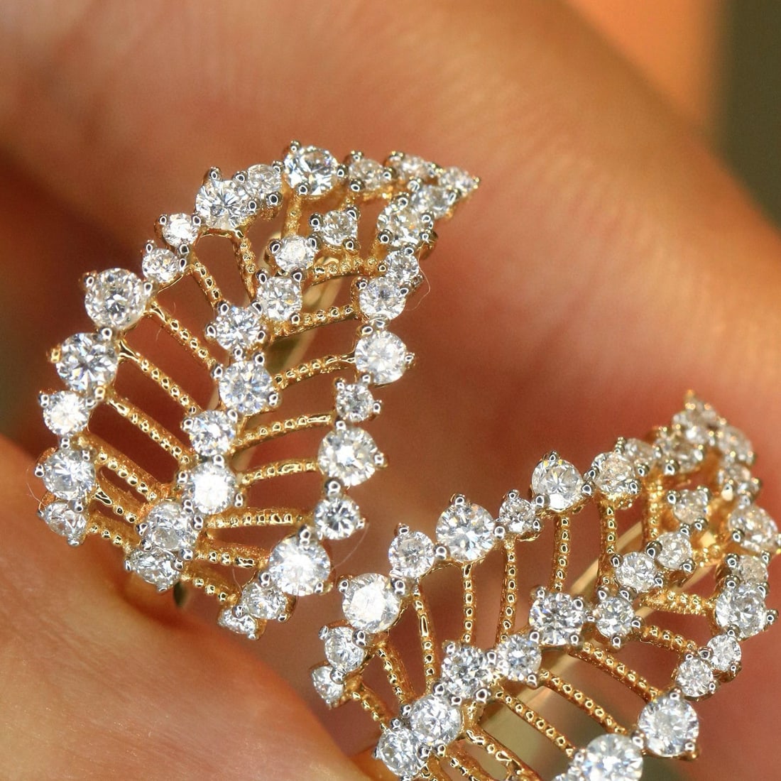 14k Gold 0.82 Ct Natural H Diamond Earrings - 8