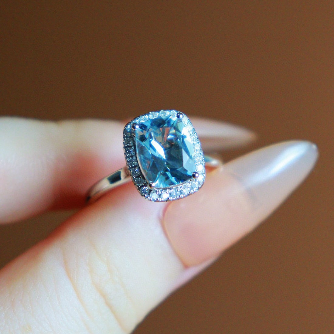 14k Gold 1.7 Ct Natural Aquamarine & Diamond Ring/pendant( Without Chain ) - 6
