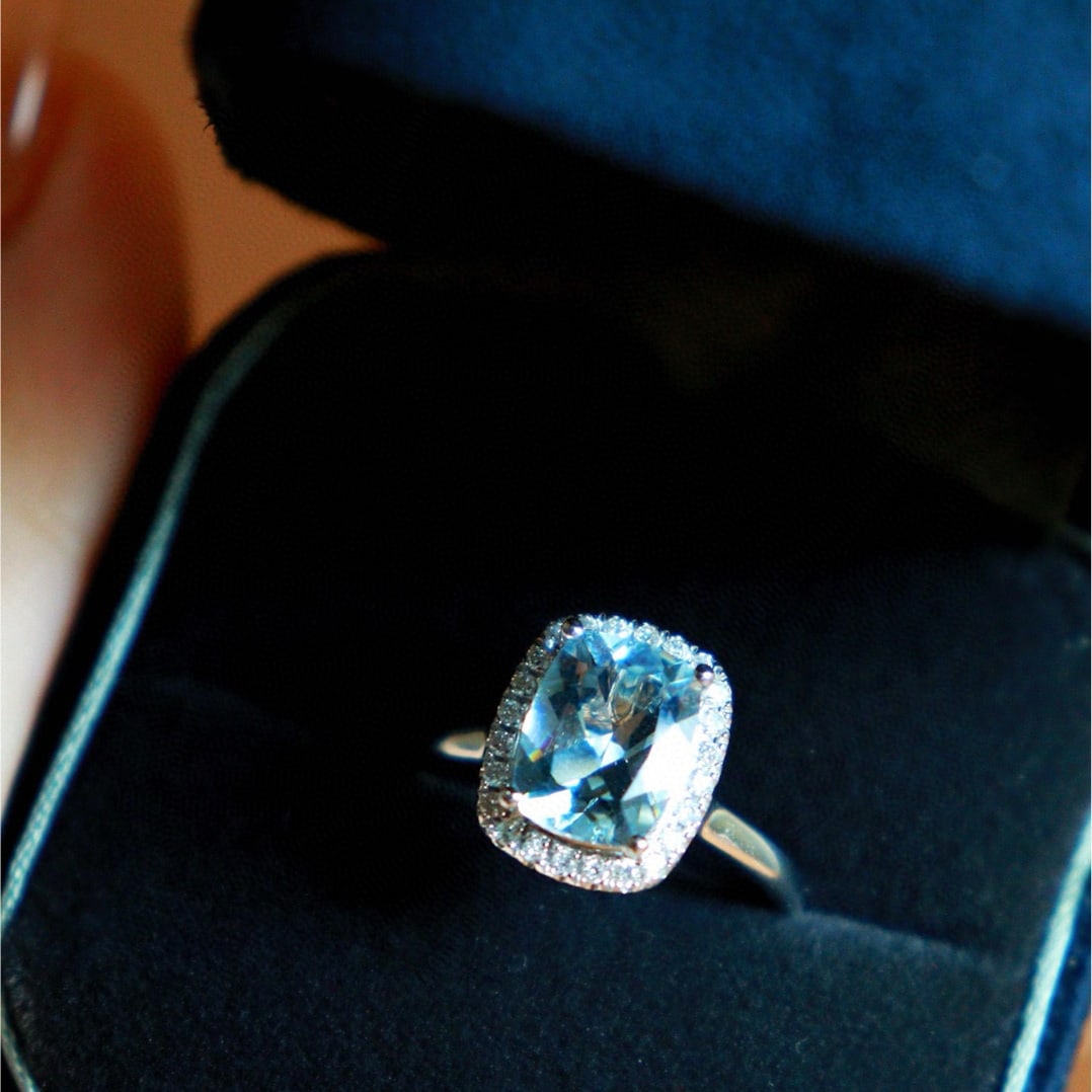 14k Gold 1.7 Ct Natural Aquamarine & Diamond Ring/pendant( Without Chain ) - 8