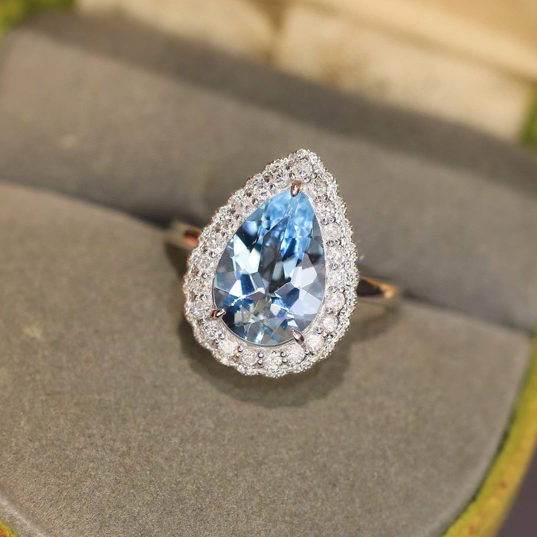 14k Gold 3.68 Ctw Natural Aquamarine & Diamond Ring - 3