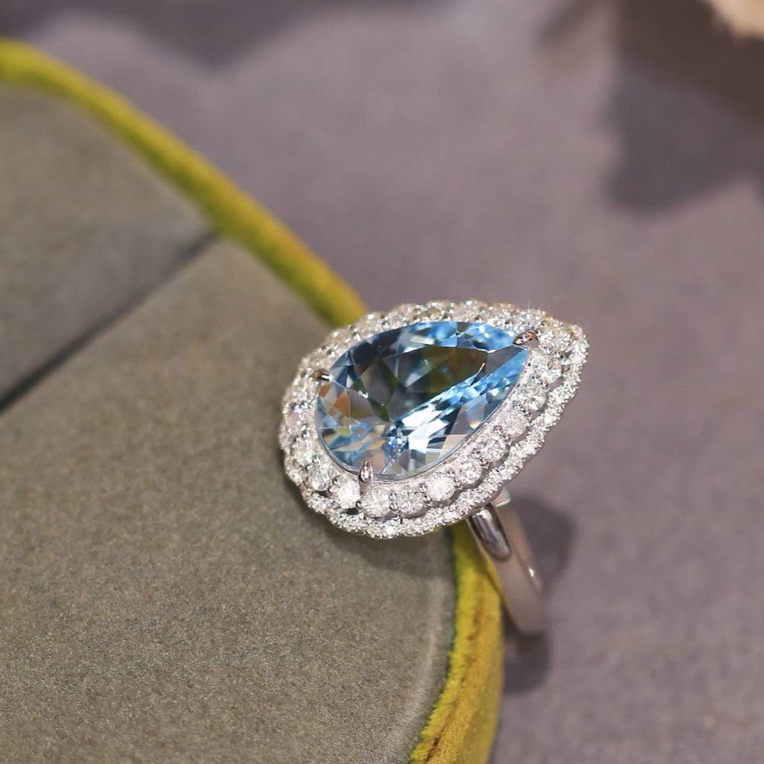 14k Gold 3.68 Ctw Natural Aquamarine & Diamond Ring - 5