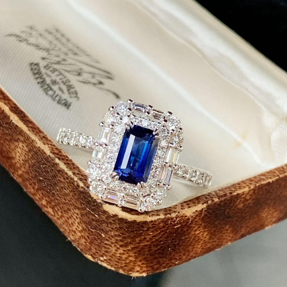 14k Gold 1.86 Ctw Natural Sapphire & Diamond Ring: Ref:230981159 / / gold content:14k gold / / ring size:7. 25us / / / / main gemstone:sapphire / / shape:octagonal / / carat weight:1. 14ct / / color:blue / / treatment:natural / / / / adjacent