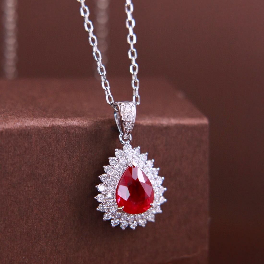 14k Gold 1.38 Ctw Natural Ruby & Diamond Pendant( Without Chain ) - 3