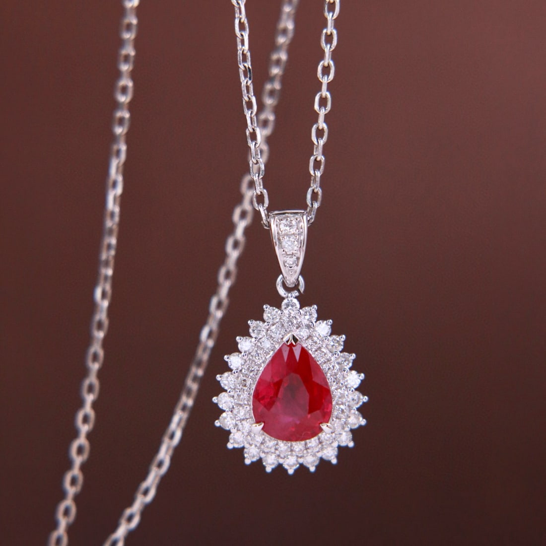 14k Gold 1.38 Ctw Natural Ruby & Diamond Pendant( Without Chain ) - 4