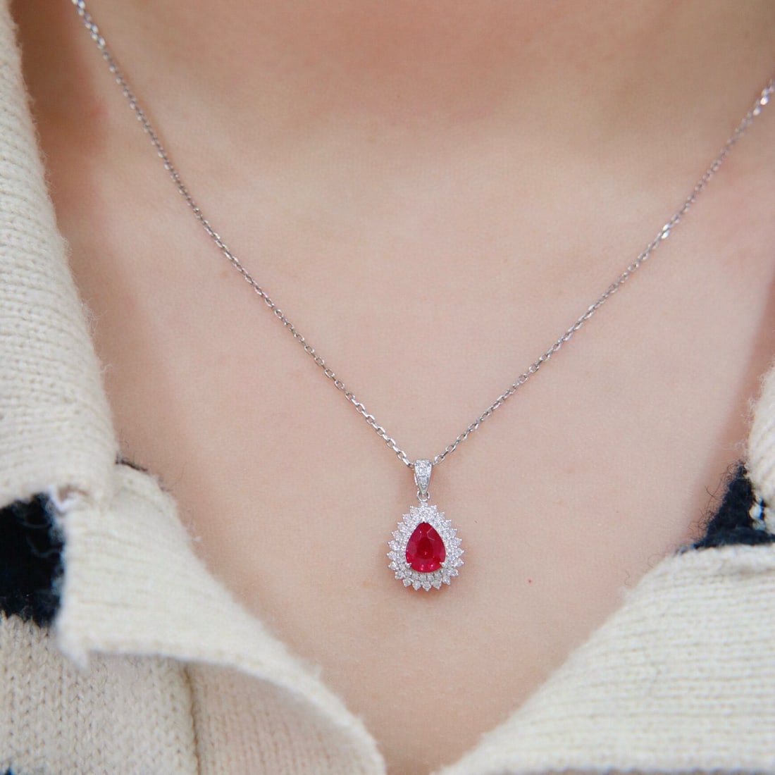14k Gold 1.38 Ctw Natural Ruby & Diamond Pendant( Without Chain ) - 6