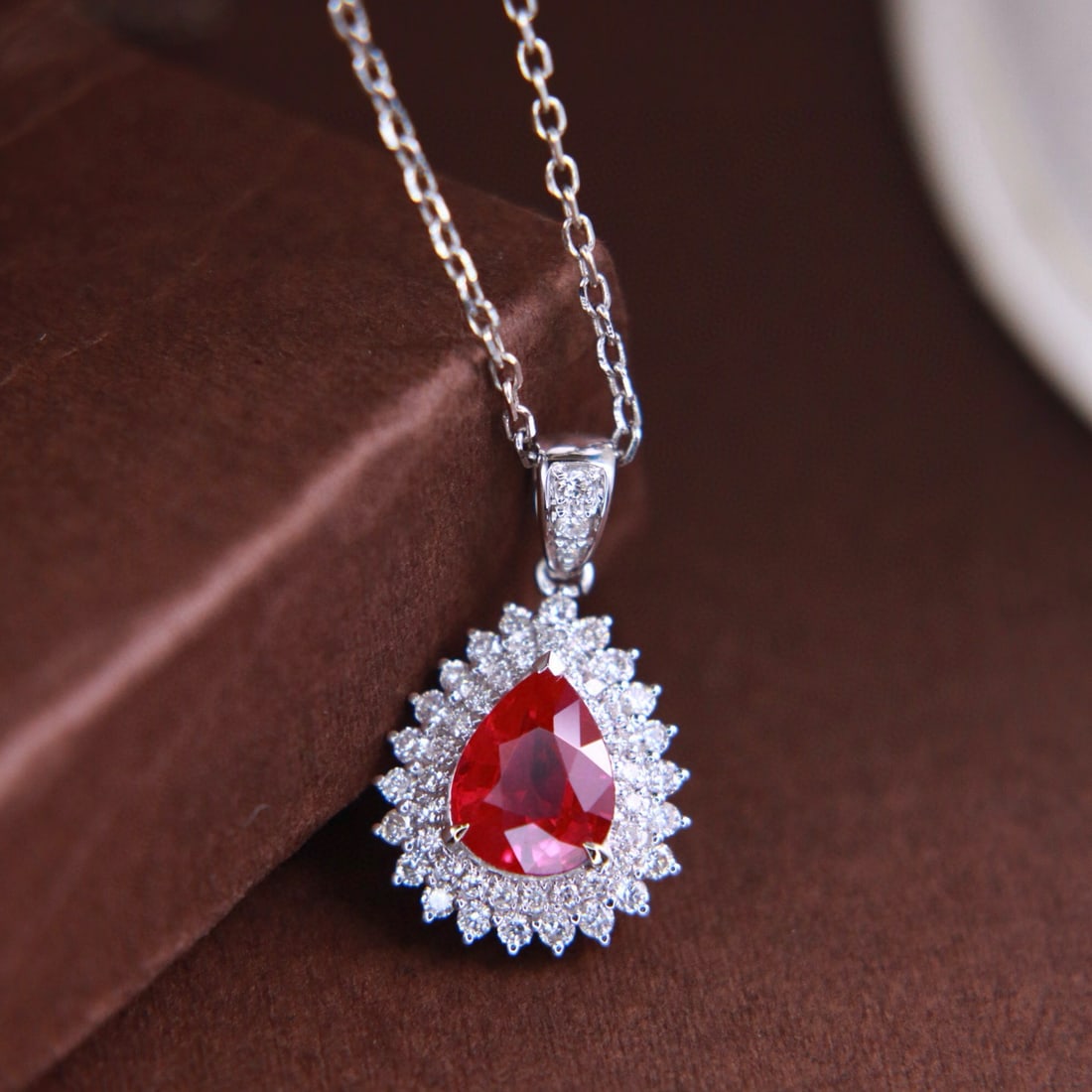 14k Gold 1.38 Ctw Natural Ruby & Diamond Pendant( Without Chain ) - 7