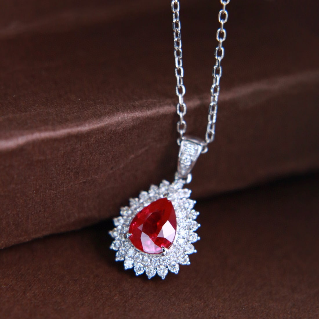 14k Gold 1.38 Ctw Natural Ruby & Diamond Pendant( Without Chain ) - 8