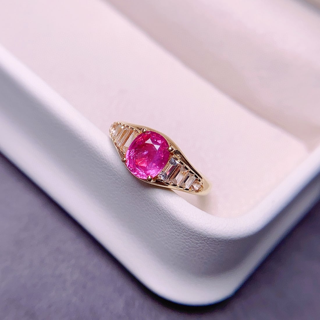 14k Gold 1.25 Ct Natural Ruby & Diamond Ring - 4