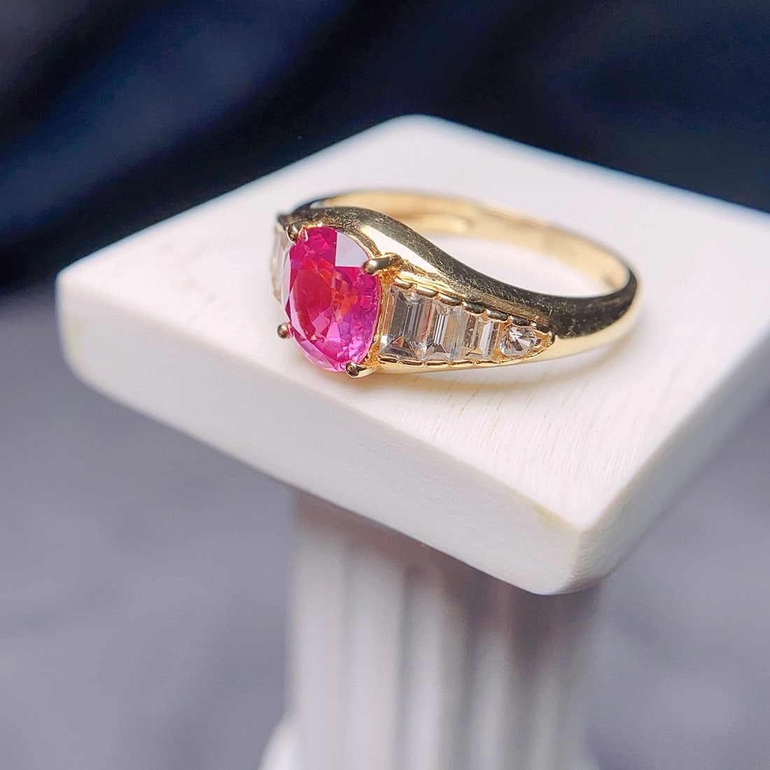 14k Gold 1.25 Ct Natural Ruby & Diamond Ring - 5