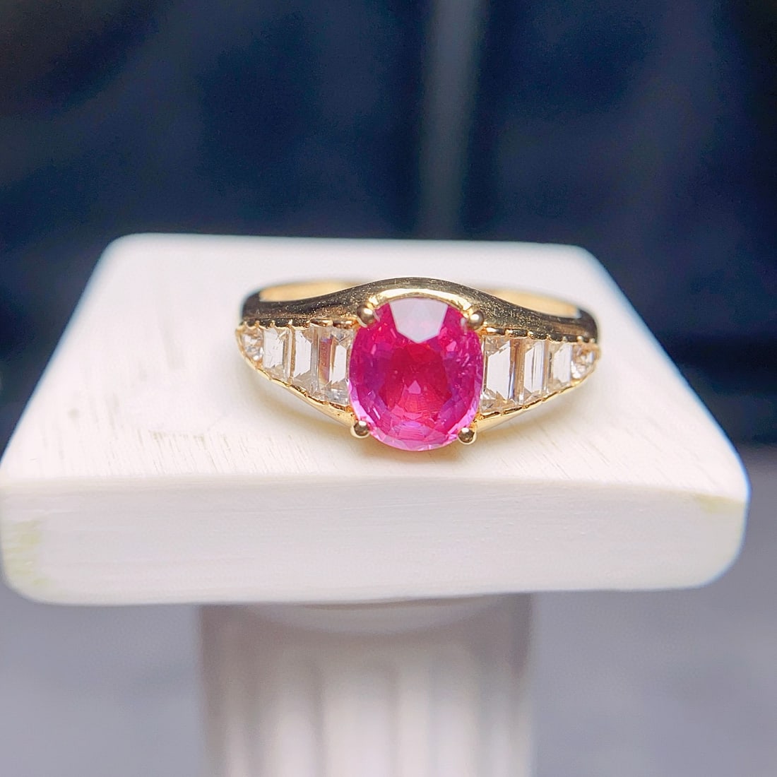 14k Gold 1.25 Ct Natural Ruby & Diamond Ring - 6
