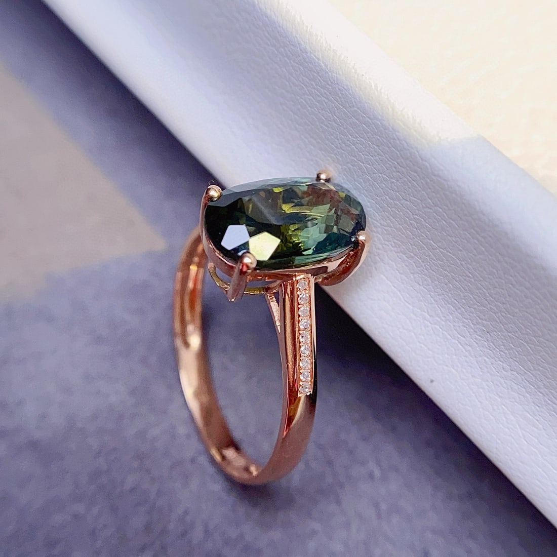 14k Gold 2.85 Ct Natural Tourmaline & Diamond Ring - 2