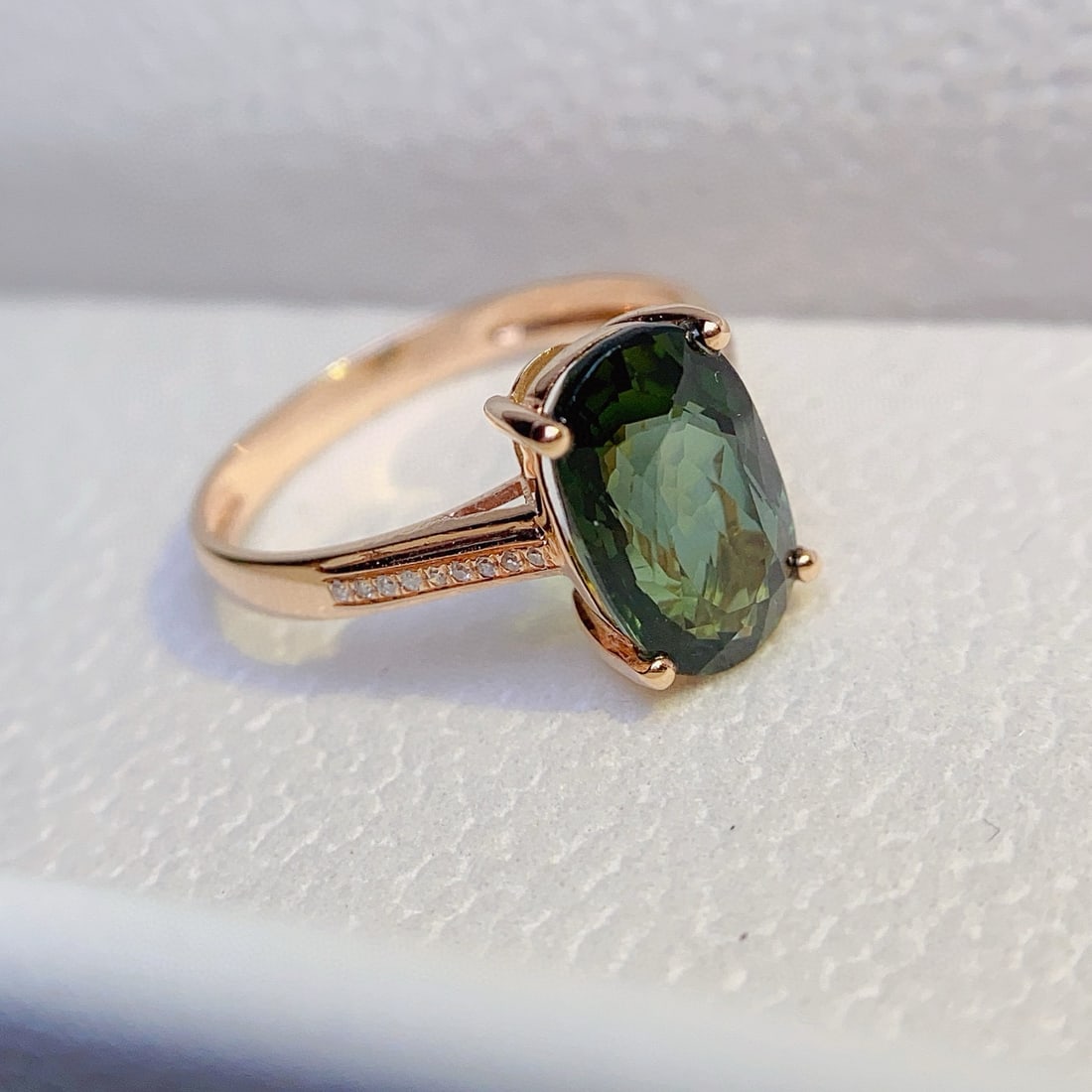 14k Gold 2.85 Ct Natural Tourmaline & Diamond Ring - 4