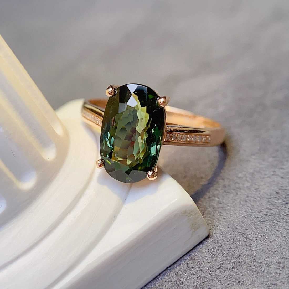 14k Gold 2.85 Ct Natural Tourmaline & Diamond Ring - 6