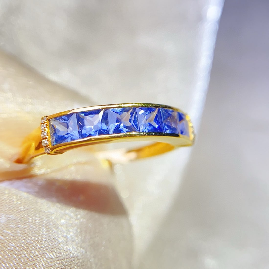 14k Gold 1.55 Ct Natural Sapphire & Diamond Ring - 2