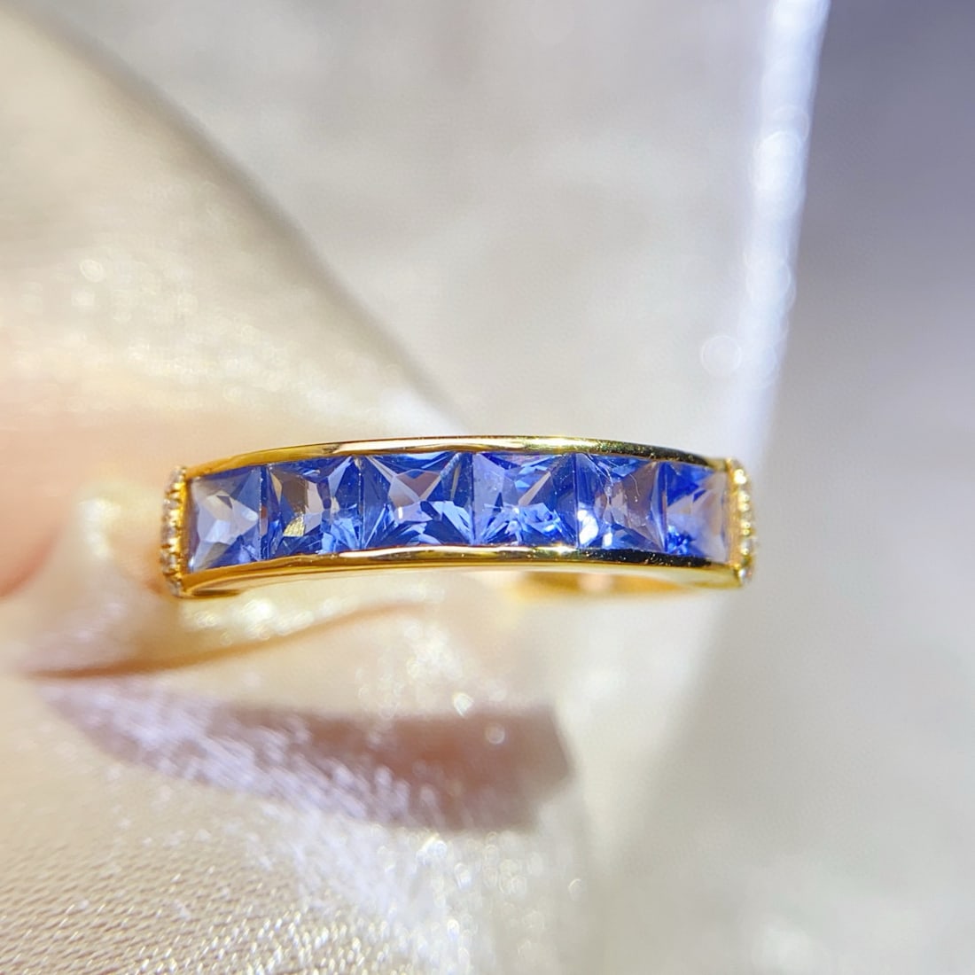 14k Gold 1.55 Ct Natural Sapphire & Diamond Ring - 3