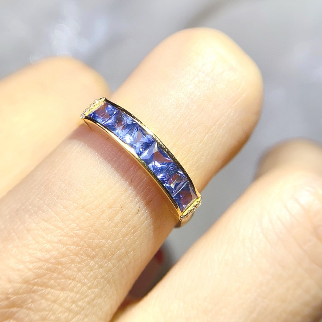 14k Gold 1.55 Ct Natural Sapphire & Diamond Ring - 4