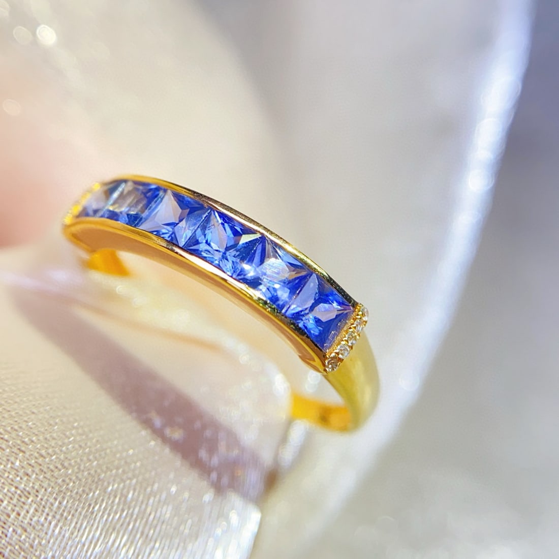 14k Gold 1.55 Ct Natural Sapphire & Diamond Ring - 5