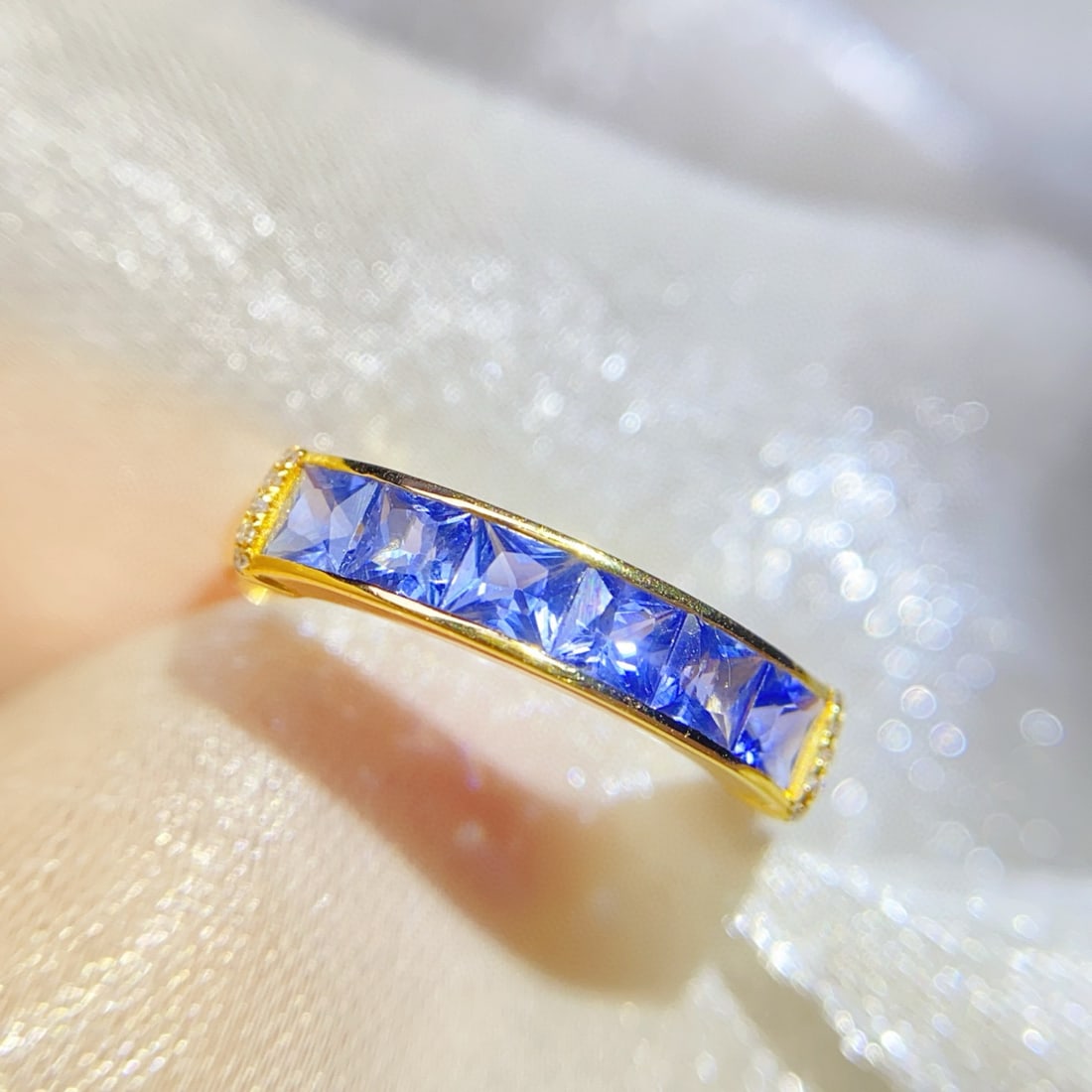 14k Gold 1.55 Ct Natural Sapphire & Diamond Ring - 6