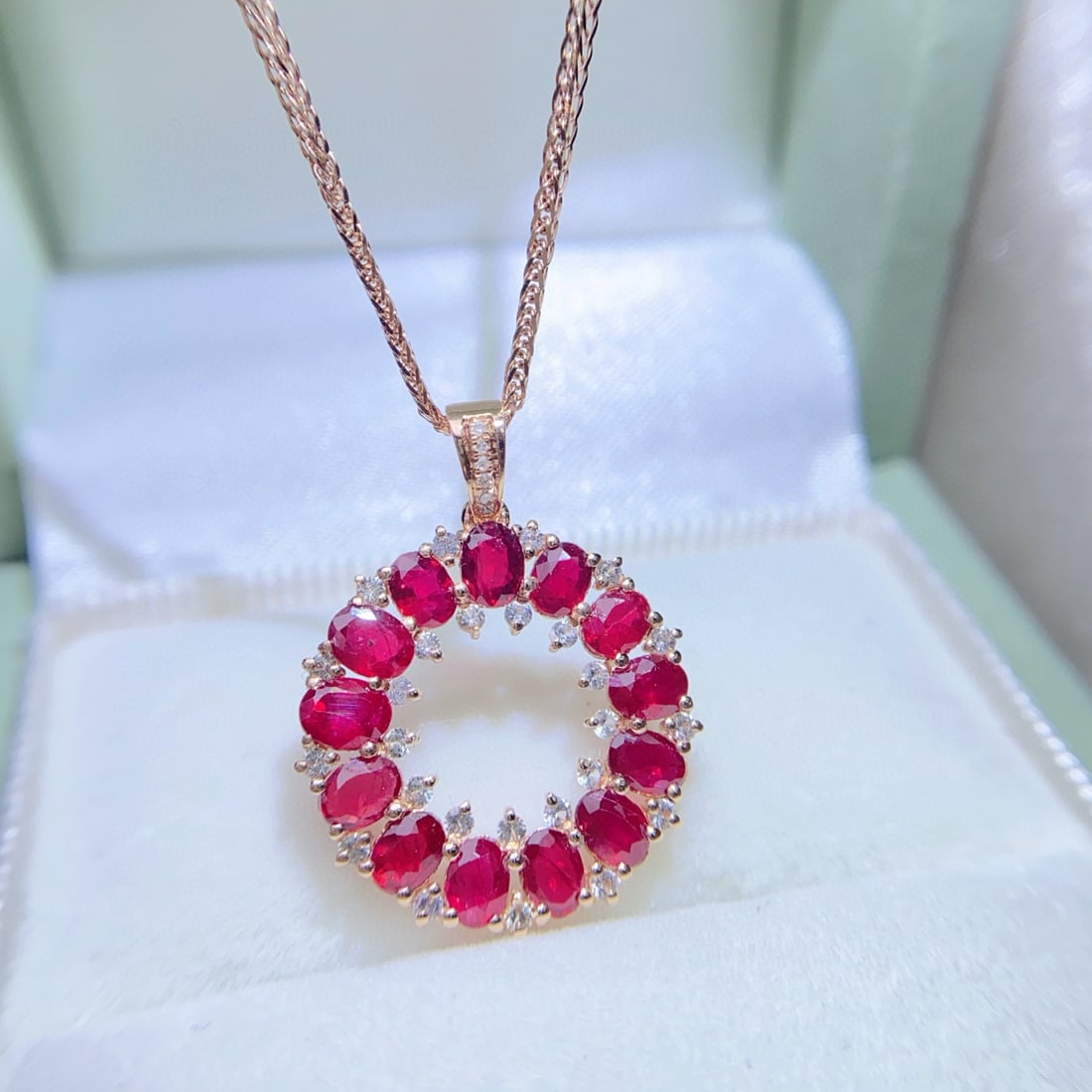 14k Gold 3.30 Ct Natural Ruby & Sapphire Pendant( Without Chain ) - 2