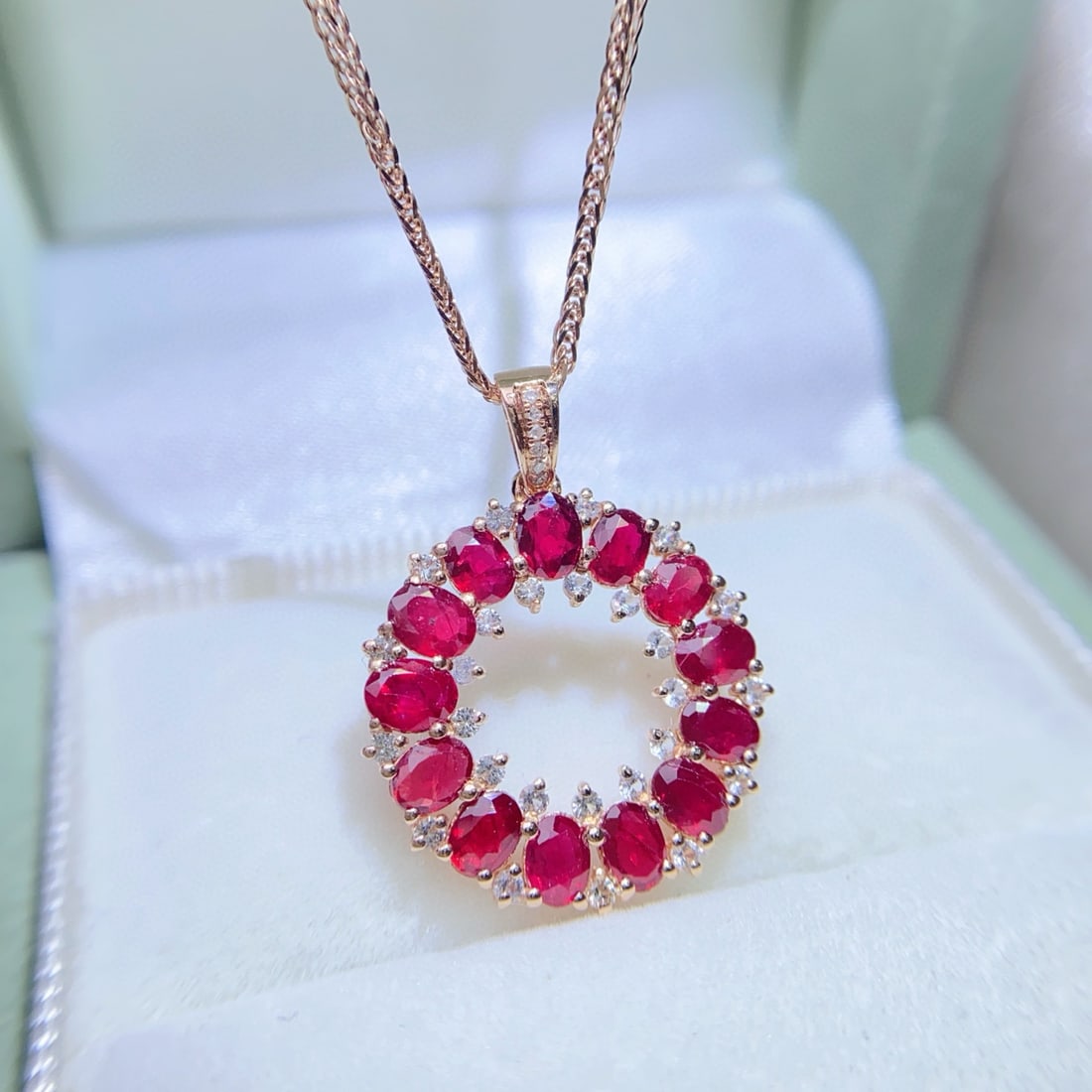 14k Gold 3.30 Ct Natural Ruby & Sapphire Pendant( Without Chain ) - 3