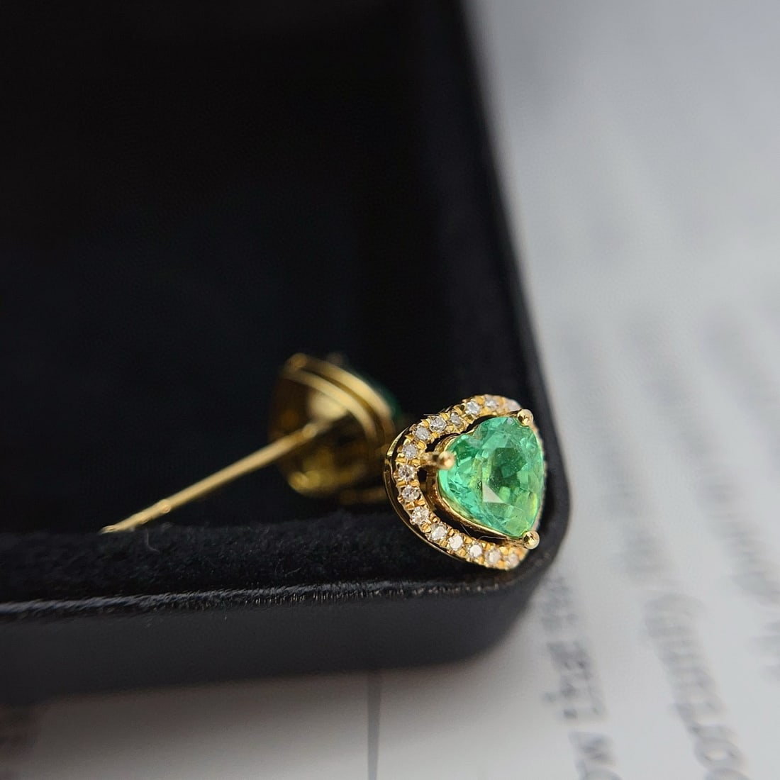 14k Gold 1.00 Ct Natural Emerald & Diamond Earrings - 2