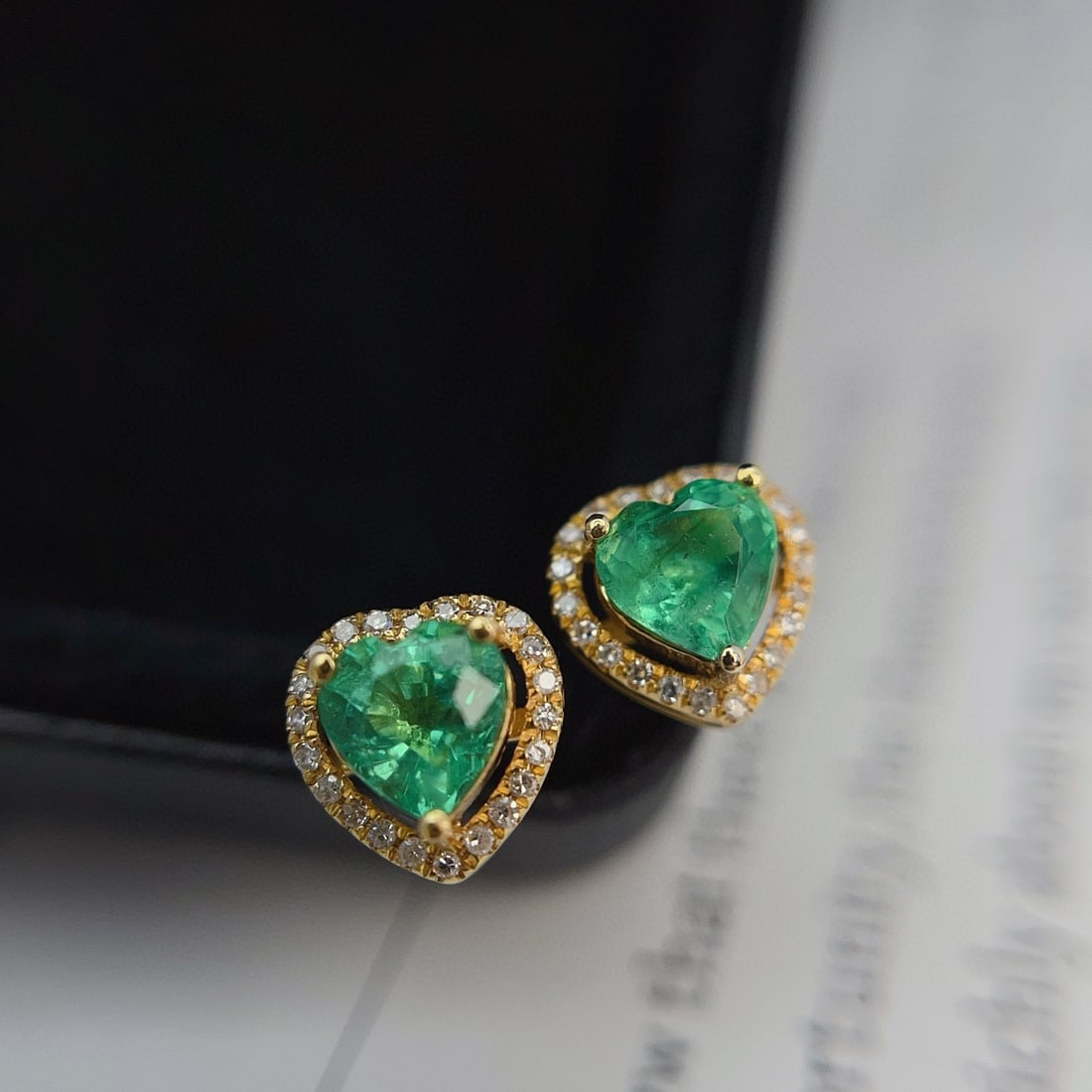 14k Gold 1.00 Ct Natural Emerald & Diamond Earrings - 6