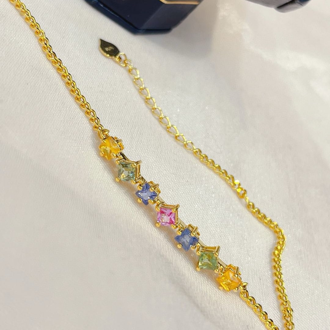 14k Gold 1.50 Ct Natural Sapphire Bracelet - 2