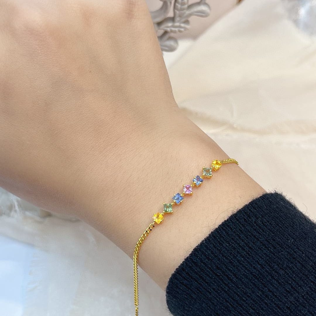 14k Gold 1.50 Ct Natural Sapphire Bracelet - 5
