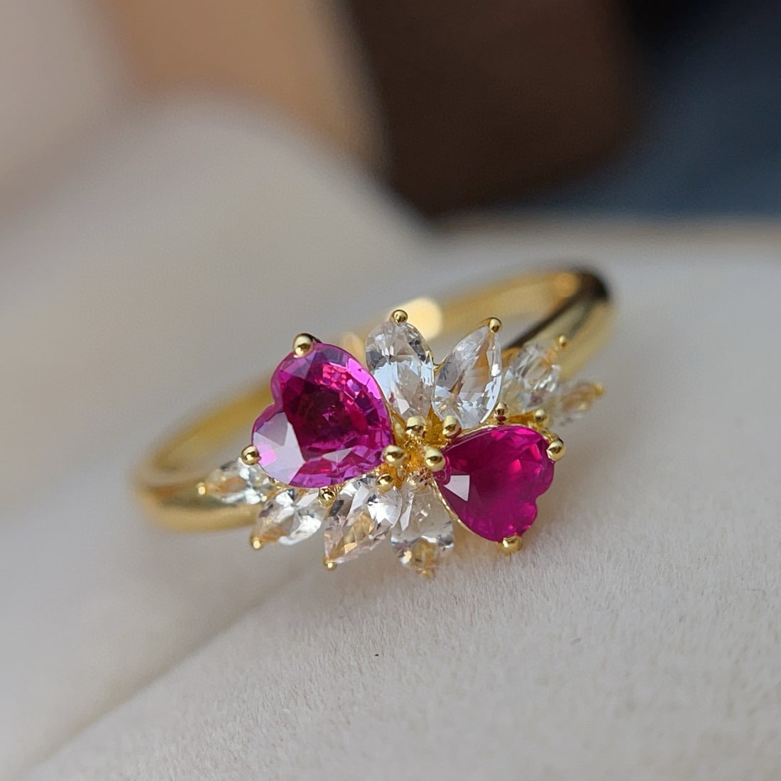 14k Gold 0.80 Ct Natural Ruby & Sapphire Ring - 2