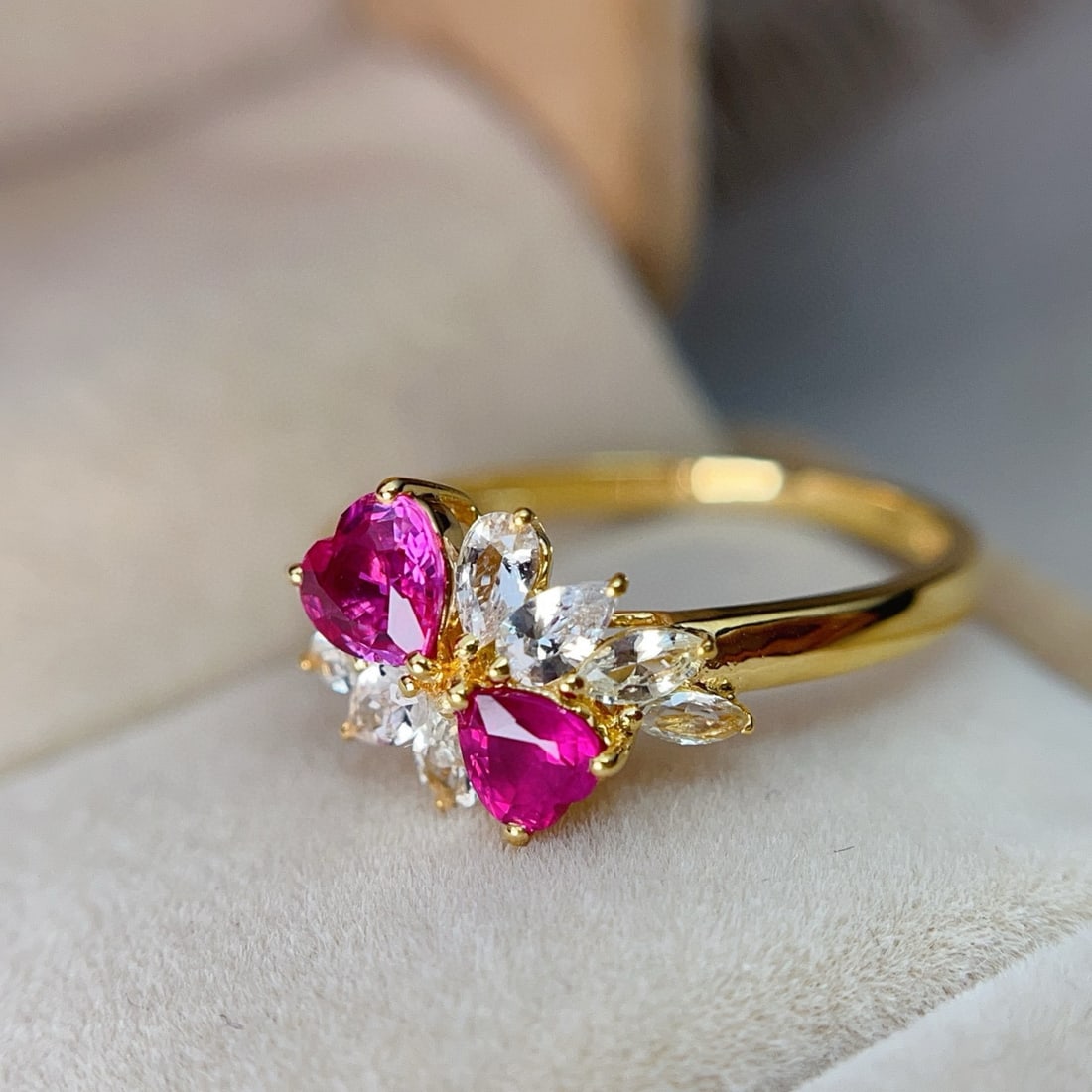 14k Gold 0.80 Ct Natural Ruby & Sapphire Ring - 3