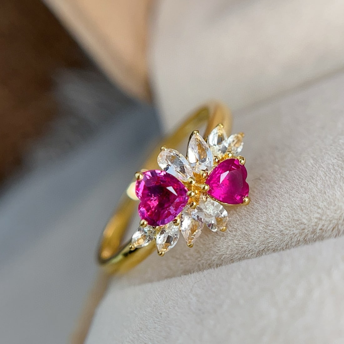 14k Gold 0.80 Ct Natural Ruby & Sapphire Ring - 4