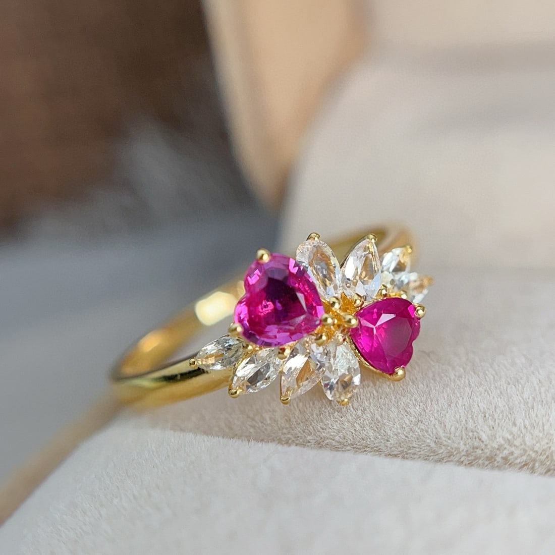 14k Gold 0.80 Ct Natural Ruby & Sapphire Ring - 5