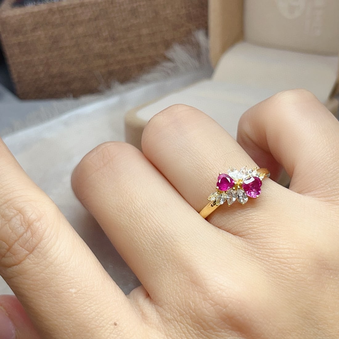 14k Gold 0.80 Ct Natural Ruby & Sapphire Ring - 7