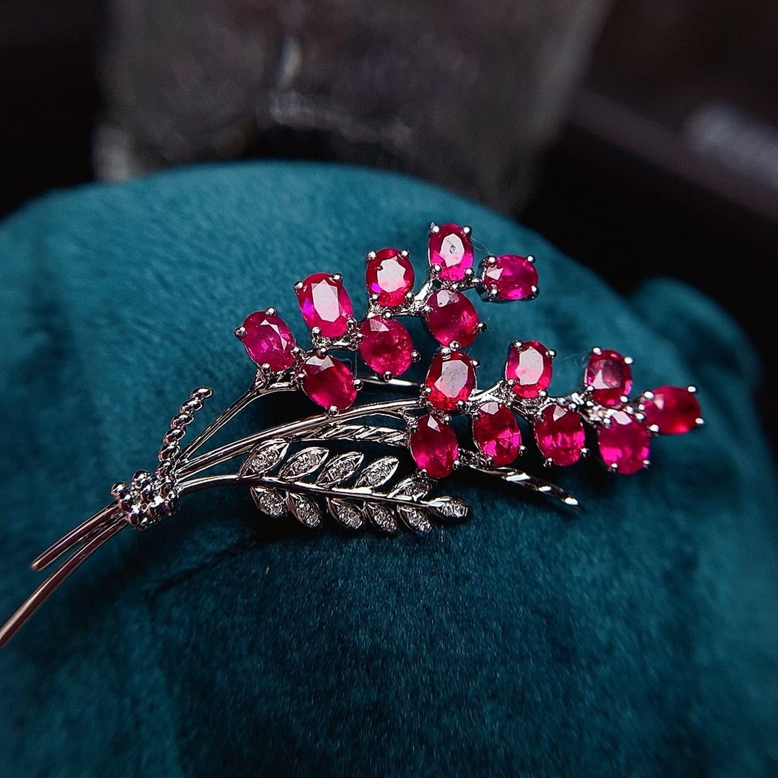 14k Gold 4.30 Ct Natural Ruby & Diamond Brooch/pendant( Without Chain ) - 6