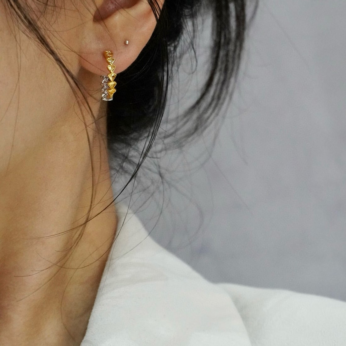 14k Gold 0.42 Ct Natural H Diamond Earrings - 6