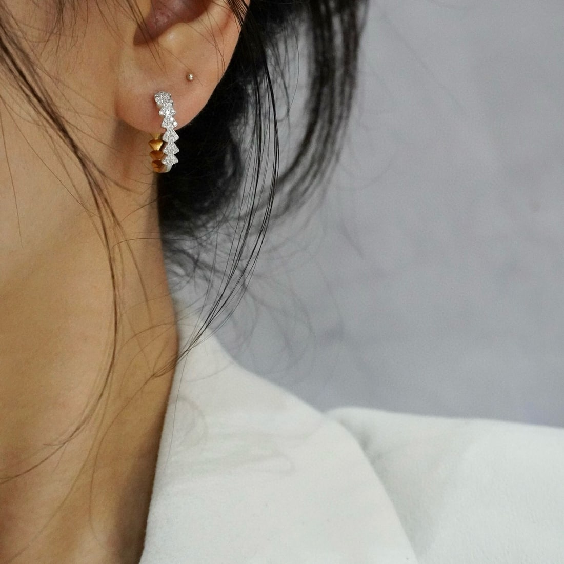 14k Gold 0.42 Ct Natural H Diamond Earrings - 7