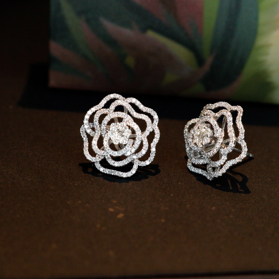 14k Gold 1 Ct Natural H Diamond Earrings - 4